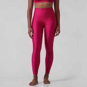athleta  elation shine tight in cyclamen hot pink, size medium
